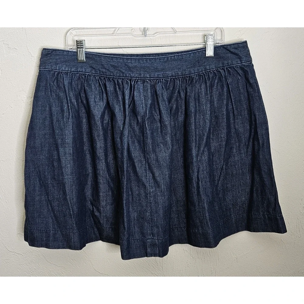 Banana Republic Skirt Women's Size 16 Blue Chambray Zip Closure 17